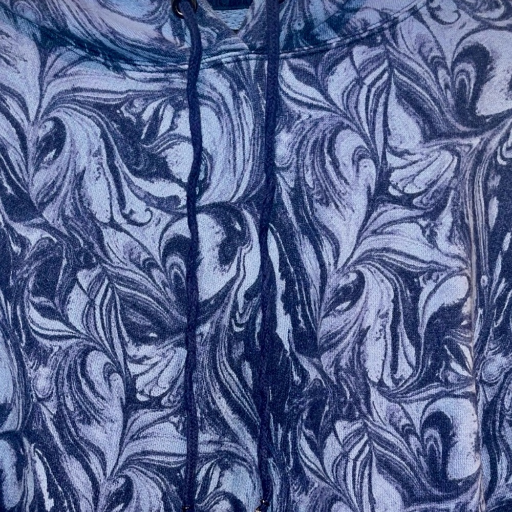 Victoria's Secret Blue Marble Long Sleeve Hood  Sweatshirt Women’s Size L  NWOT - Picture 4 of 10